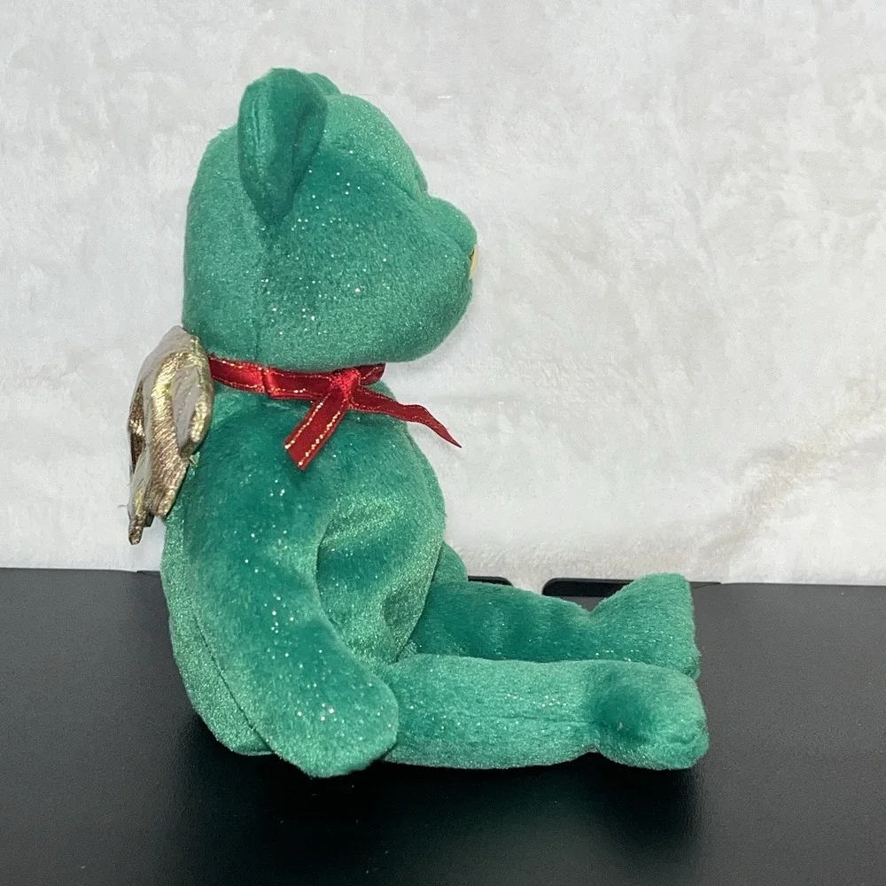 Ty Beanie Baby GIFT Joy Green Sparkle Bear Angel 2003 Christmas with Heart Tag